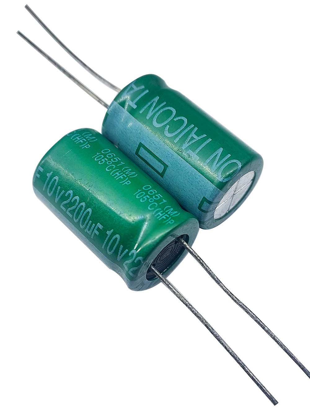 2200uf-10v-TAICON-HF خازن الکترولیتی 10V / 2200UF | TAICON P(HF) 12mmx20mm - Image 1