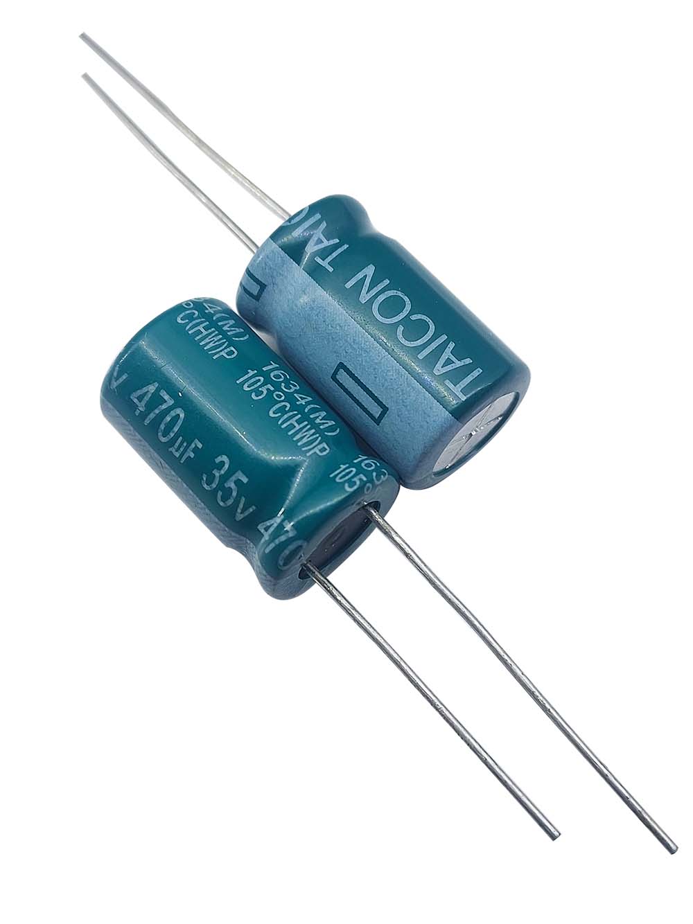 470uf-35v-TAICON-HW خازن الکترولیتی 35V / 470UF | TAICON (HW) 10mmx16mm - Image 1