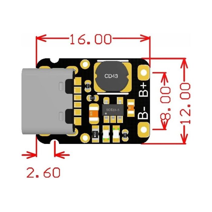 ماژول شارژر باتری لیتیوم یون تک سل با ورودی USB Type-C مدل LX-LBC3 - Image 4